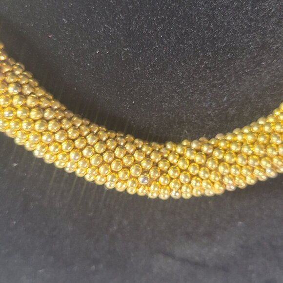 Handmade Elegant Sophisticated Formal Gold Beaded Statement Formal Necklace - Picture 2 of 3